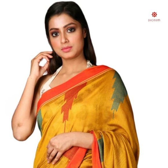 Mustard Yellow Handloom Cotton Silk Saree - Picture 2 of 4